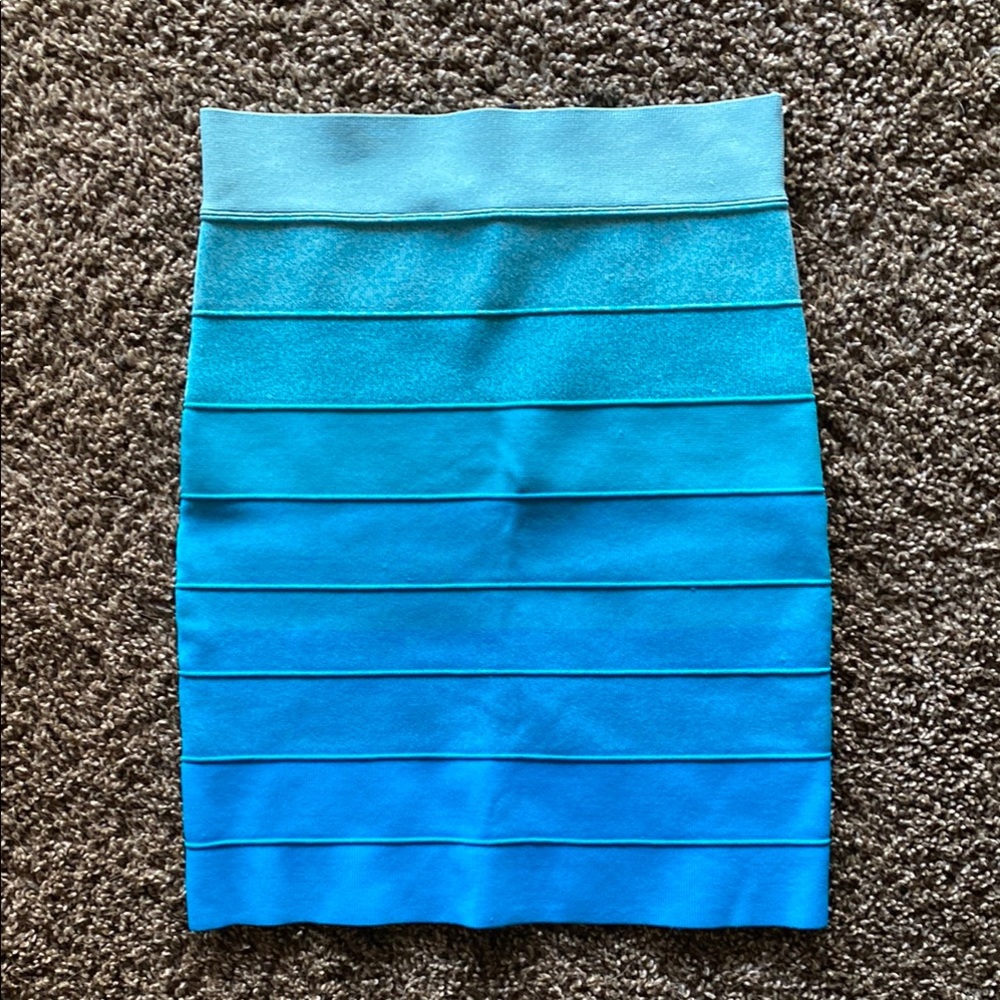 BCBGMaxAzria Blue Pencil Skirt Knee-length Ribbed for Cocktail